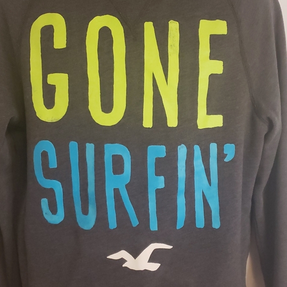 Hollister Gray  Sweatshirt "Gone fishing" Medium - Picture 3 of 5